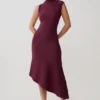 Milasandra Pleated Knit Dress – Plum