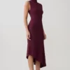 Milasandra Pleated Knit Dress – Plum