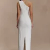 Milena One Shoulder Crepe Maxi Dress – White Milena One Shoulder Crepe Maxi Dress – White