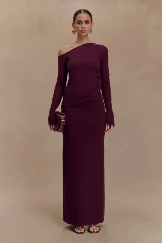 Miles Knit Maxi Skirt – Plum