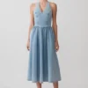 Miller Denim Halter Midi Dress – Classic Blue Miller Denim Halter Midi Dress – Classic Blue