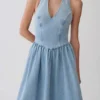Miller Denim Halter Midi Dress – Classic Blue Miller Denim Halter Midi Dress – Classic Blue