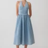 Miller Denim Halter Midi Dress – Classic Blue Miller Denim Halter Midi Dress – Classic Blue