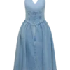 Miller Denim Halter Midi Dress – Classic Blue Miller Denim Halter Midi Dress – Classic Blue