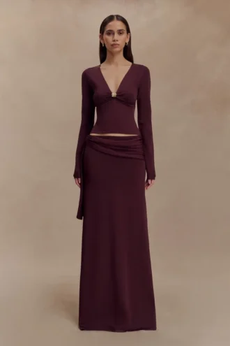 Bowie Low Rise Knit Maxi Skirt – Dark Chocolate