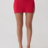 Misty Mid Rise Knit Mini Skirt – Red Misty Mid Rise Knit Mini Skirt – Red