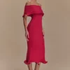 Molly Off Shoulder Knit Midi Dress – Raspberry Molly Off Shoulder Knit Midi Dress – Raspberry