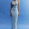 Nadine Halter Chiffon Maxi Dress – Blue