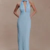 Nadine Halter Chiffon Maxi Dress – Blue