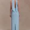 Nadine Halter Chiffon Maxi Dress – Blue