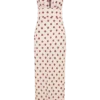 Nadine Halter Chiffon Maxi Dress – Ivory/Merlot Polka Dot Nadine Halter Chiffon Maxi Dress – Ivory/Merlot Polka Dot