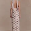 Nadine Halter Chiffon Maxi Dress – Ivory/Merlot Polka Dot Nadine Halter Chiffon Maxi Dress – Ivory/Merlot Polka Dot