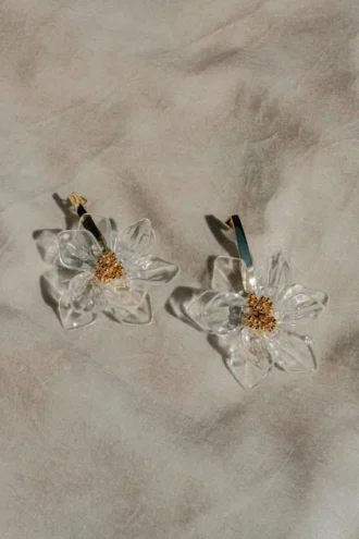 Naomi Acrylic Flower Earring – Gold Naomi Acrylic Flower Earring – Gold