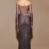 Nash Diamante Off Shoulder Maxi Dress – Gunmetal Nash Diamante Off Shoulder Maxi Dress – Gunmetal