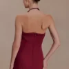 Nathalie Halter Neck Floral Mini Dress – Merlot Nathalie Halter Neck Floral Mini Dress – Merlot