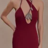 Nathalie Halter Neck Floral Mini Dress – Merlot Nathalie Halter Neck Floral Mini Dress – Merlot