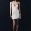 Naveena Embellished Mini Dress – Silver