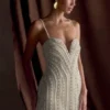 Naveena Embellished Mini Dress – Silver
