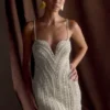 Naveena Embellished Mini Dress – Silver