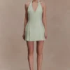Nelly Halter Neck Cotton Mini Dress – Sage Nelly Halter Neck Cotton Mini Dress – Sage