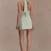 Nelly Halter Neck Cotton Mini Dress – Sage Nelly Halter Neck Cotton Mini Dress – Sage
