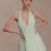 Nelly Halter Neck Cotton Mini Dress – Sage Nelly Halter Neck Cotton Mini Dress – Sage