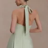 Nelly Halter Neck Cotton Mini Dress – Sage Nelly Halter Neck Cotton Mini Dress – Sage
