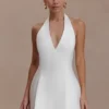 Nelly Halter Neck Cotton Mini Dress – White