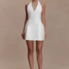 Nelly Halter Neck Cotton Mini Dress – White