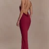 Nerea Slip Halter Maxi Dress – Cherry Red