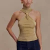 Nikki Lurex Top With Hardware – Gold