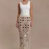 Noel Mirror Knit Midi Skirt – Beige Noel Mirror Knit Midi Skirt – Beige