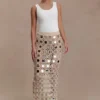 Noel Mirror Knit Midi Skirt – Beige Noel Mirror Knit Midi Skirt – Beige