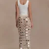 Noel Mirror Knit Midi Skirt – Beige Noel Mirror Knit Midi Skirt – Beige