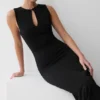Norah Sleeveless Crepe Midi Dress – Black Norah Sleeveless Crepe Midi Dress – Black