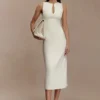 Norah Sleeveless Crepe Midi Dress – Ivory Norah Sleeveless Crepe Midi Dress – Ivory