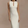 Norah Sleeveless Crepe Midi Dress – Ivory Norah Sleeveless Crepe Midi Dress – Ivory