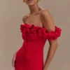 Nova Ruffle Off Shoulder Maxi Dress – Ruby