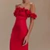 Nova Ruffle Off Shoulder Maxi Dress – Ruby