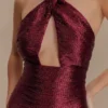 Nylah Beaded Halter Mini Dress – Burgundy