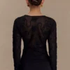Omari Embroidery Long Sleeve Knit Top – Black Omari Embroidery Long Sleeve Knit Top – Black