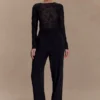 Omari Embroidery Long Sleeve Knit Top – Black Omari Embroidery Long Sleeve Knit Top – Black