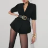 Opal Puff Sleeve Suiting Top – Black Opal Puff Sleeve Suiting Top – Black