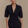Opal Puff Sleeve Suiting Top – Black Opal Puff Sleeve Suiting Top – Black
