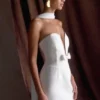 Orellia Strapless Suiting Mini Dress – Ivory