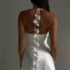 Otillie Rose Halter Mini Dress – White Otillie Rose Halter Mini Dress – White