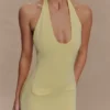 Ovina Halter Neck Knit Midi Dress – Lemon Ovina Halter Neck Knit Midi Dress – Lemon