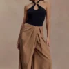 Owen Draped Wide Leg Pants – Mocha