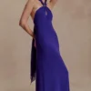 Ozias Halter Semi Sheer Knit Maxi Dress – Deep Purple Ozias Halter Semi Sheer Knit Maxi Dress – Deep Purple