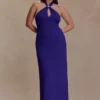 Ozias Halter Semi Sheer Knit Maxi Dress – Deep Purple Ozias Halter Semi Sheer Knit Maxi Dress – Deep Purple